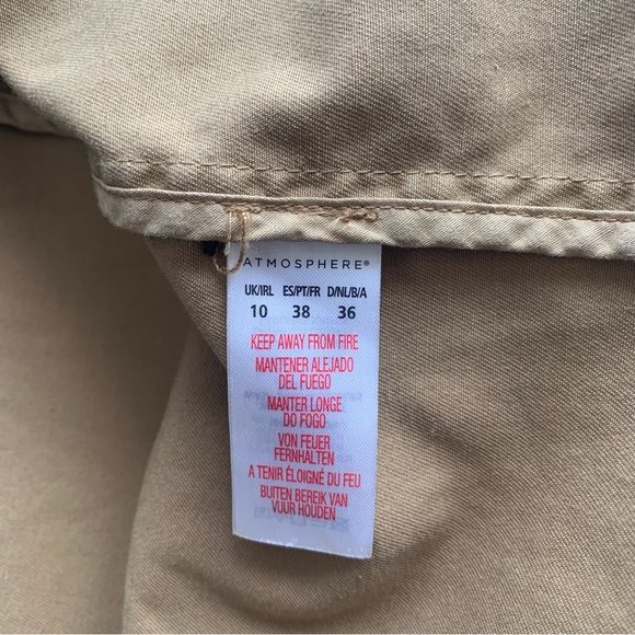 Atmosphere Shacket Utility Top Long Sleeve Cotton Tan Brown + Badges UK 10 - Picture 9 of 16